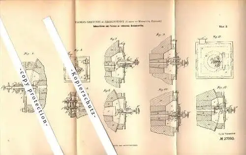 Original Patent - Thomas Griffiths in Abergavenny , Monmouthshire , 1883 , Furnaces for iron production !!!