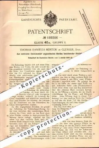 Original Patent - Thomas Daniells Merton in Glynhir / Llandybie , 1906 , Roaster of several herds !!!