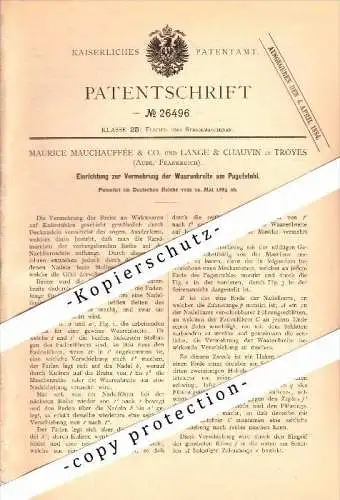 Original Patent - Maurice Mauchauffée & Co à Troyes , Aube , 1883 , Dispositif pour machine à tricoter , Lange & Chauvin