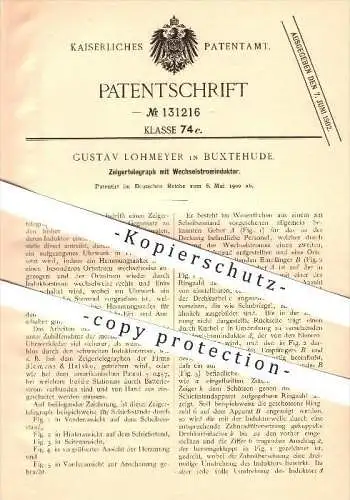 original Patent - Gustav Lohmeyer in Buxtehude , 1900 , Zeigertelegraph mit Wechselstrominduktor , Telegraphy !!!