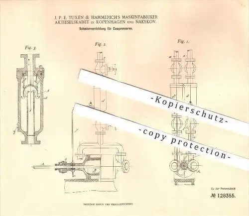 original Patent - J. P. E. Tuxen & Hammerich's Maskinfabriker , Kopenhagen u. Nakskov , 1898 , Lolland , Kompressor