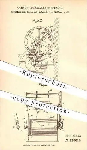 original Patent - Arthur Thielscher in Breslau , 1901 , Aufwickeln von Bindfaden , Handarbeit !!!