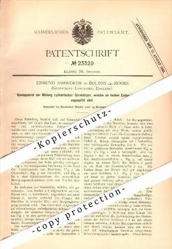 Original Patent - Edmund Ashworth in Bolton le Moors , 1882 , Winding apparatus for spinning !!!