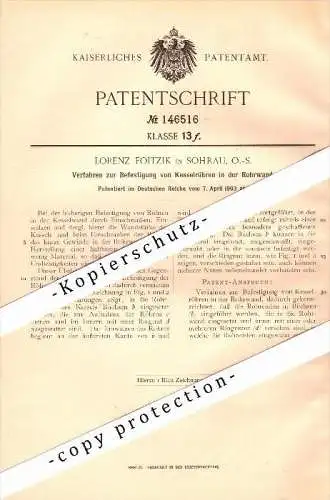 Original Patent - Lorenz Foitzik in Sohrau / Zory , 1903 , Befestigung von Röhren , Schlesien !!!