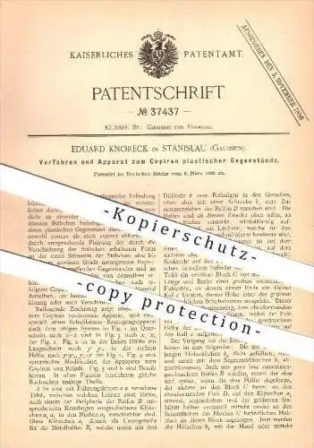 original Patent - E. Knoreck in Stanislau , Galizien ,1886, Kopieren plastischer Gegenstände , Gießerei  Iwano-Frankiwsk