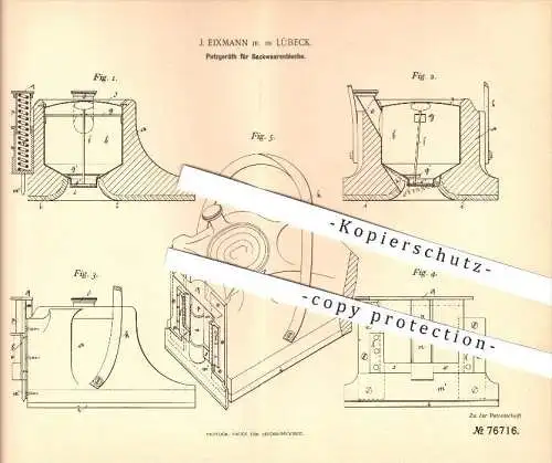 original Patent - J. Eixmann Jr. in Lübeck , 1894 , Putzgerät für Backwarenbleche , Bäckerei , Bäcker , Backen !!!