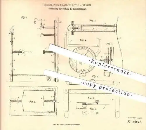 original Patent - Bernh. Ziegler-Ziegelroth in Berlin , 1902 , Prüfung der Lungentätigkeit , Lunge , Atmung , Gesundheit