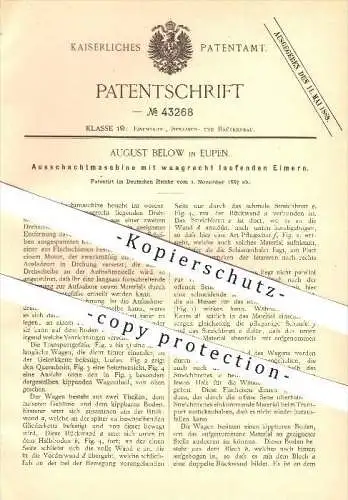 original Patent - August Below in Eupen , 1887 , Ausschachtmaschine , Eisenbahn , Brückenbau , Brücken !!!