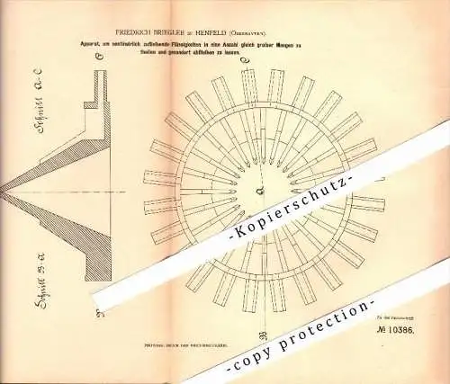 Original Patent - Friedrich Briegleb in Henfenfeld , Oberbayern , 1879 , Apparat für Flüssigkeiten , Henfeld !!!