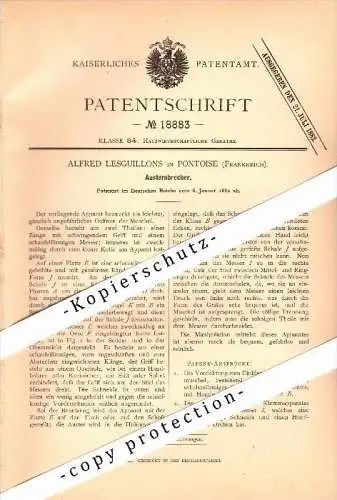 Original Patent - Alfred Lesguillons à Pontoise , 1882 , Couverts pour les huitres , coquilles !!!