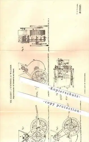 original Pantent - WM. Schmidt in Schönberg bei Waldheim , 1884 , Düngerstreumaschine mit Schleuderrad und Siebkorb !!!