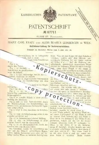 original Pantent - Franz C. Kraft & Alois B. Leinberger in Wien , 1891 , Antriebsvorrichtung für Sektorenverschlüsse !!!