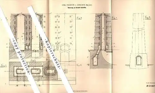 Original Patent - Emil Franzen in Angleur b. Lüttich / Liége , 1882 , Schacht-Koksofen !!!