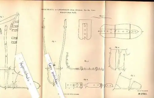 Original Patent - Franz Blatt in Landsweiler b. Lebach , 1883 , künstlicher Fuß , Prothese !!!