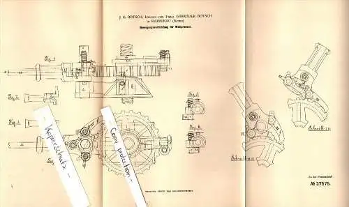 Original Patent - J.G. Botsch in Rappenau i. Baden , 1883 , Apparat für Weinpressen , Wein , Weinbau !!!