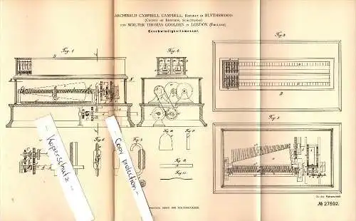 Original Patent - Archibald Campbell , Baronet in Blythswood , 1883 , speedometer for machines , scotland !!!