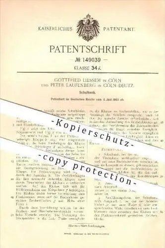 original Patent - Gottfried Liessem & Peter Laufenberg in Köln , 1903 , Schulbank , Schule !!!