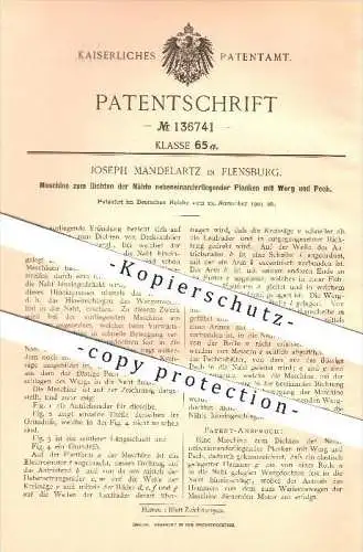 original Patent - Joseph Mandelartz in Flensburg , 1901 , Maschine zum Dichten der Nähte an Planken !!!