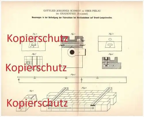 Original Patent - Gottlieb Johannes Schmidt in Ober Peilau / Pilawa Górna , 1880 , Eisenbahn , Gnadenfrei , Schlesien !!