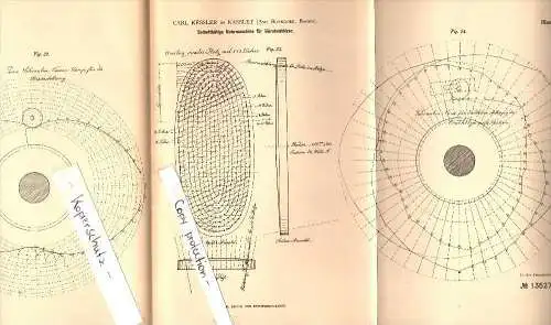 Original Patent - Carl Kessler in Kaßlet b. Bonndorf im Schwarzwald , 1880 , selbsttätige Bohrmaschine für Bürsten !!!