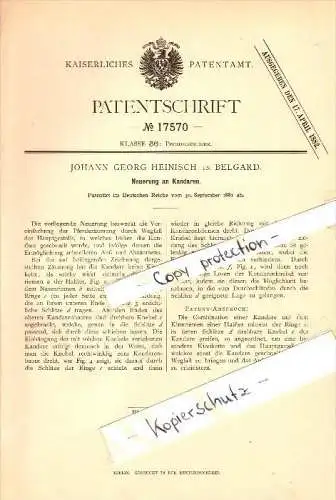 Original Patent - Johann Georg Heinisch in Belgard an der Persante / Bialogard , 1881 , Kandaren für Pferde !!!