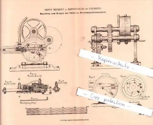 Original Patent - E. Beckert in Erfenschlag bei Chemnitz , 1882 , !!!