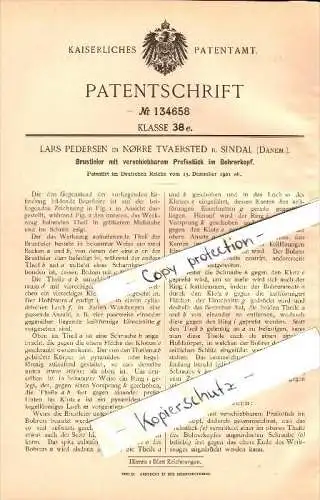 Original Patent - Lars Pedersen in Norre Tversted b. Sindal , Dänemark , 1901 , Brustleier , Werkzeug !!!