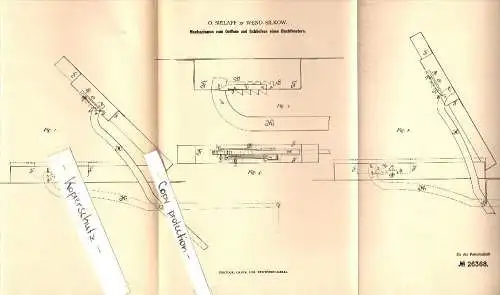 Original Patent - O. Sielaff in Wendisch Silkow / Zelkowo , 1883 , Mechanismus für Fenster , Glowitz / Glówczyce !!!