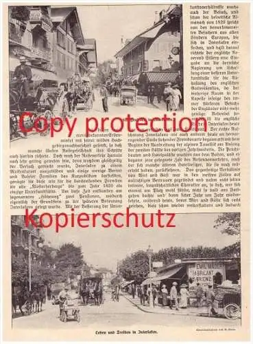 original Zeitungsbericht - 1911 - Fremdenleben in Interlaken , Bahnhof , Straßenleben , Kurpark !!!