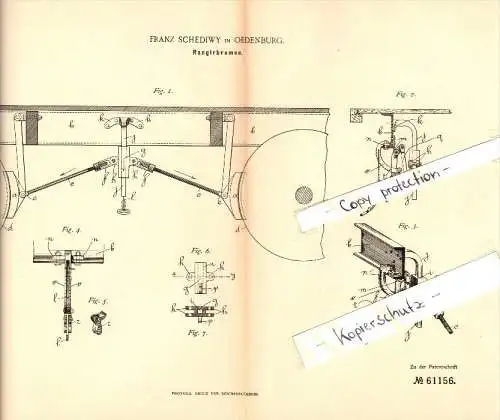 Original Patent - Franz Schediwy in Oedenburg / Sopron , Ungarn , 1891 , Rangierbremse für Eisenbahn !!!