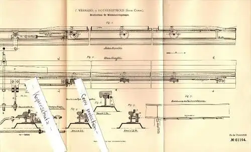 Original Patent - F. Werhahn in Rothenditmold b. Cassel , 1891 , Druckschiene für Weichenregelung , Weiche , Eisenbahn !