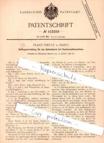 Original Patent - Franz Frenay in Mainz , 1898 , Schankgeräthe !!!