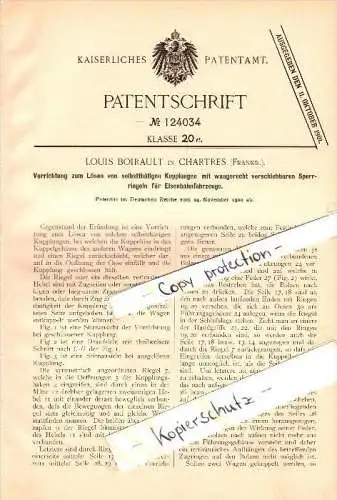 Original Patent - Louis Boirault à Chartres , 1900 , Couplage des voies ferrées !!!