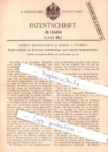 Original Patent -  Robert Berninghaus & Söhne in Velbert , 1900 , Biegeverfahren !!!