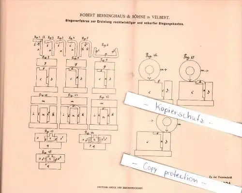 Original Patent -  Robert Berninghaus & Söhne in Velbert , 1900 , Biegeverfahren !!!