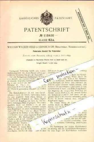 Original Patent - Wiliam Walker Reid in Edinburgh , 1900 , Spring-loaded rack for bicycle !!!