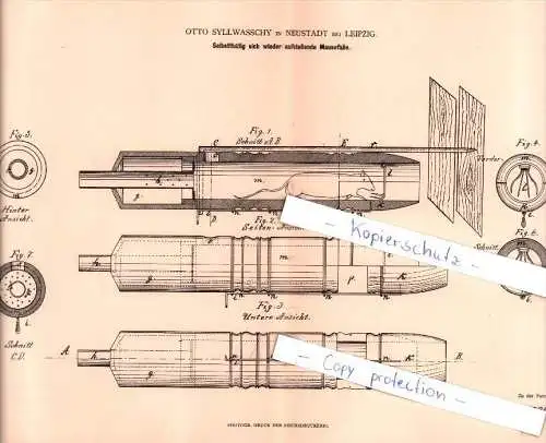 Original Patent - Otto Syllwasschy in Neustadt bei Leipzig , 1882 ,  Mausefalle !!!