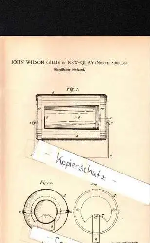 Original Patent - John Wilson Gillie in Newquay , 1900 , artificial Horizon !!!