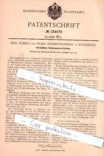 Original Patent - Max Tonko und F. Hammerschmidt in Stockerau , 1901 , Schuhspannvorrichtung !!!