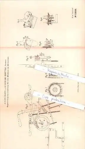 Original Patent - August Clauss in Hohenstein-Ernstthal , Sachsen , 1884 , Flechtmaschinen !!!