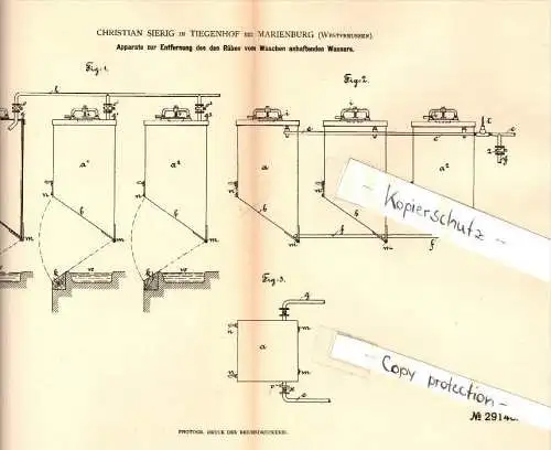 Original Patent - Christian Sierig in Tiegenhof b. Marienburg , Westpreussen , 1884 , Rübenapparat , Nowy Dwór Gdanski !