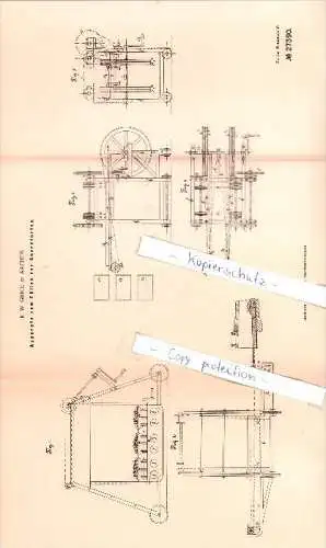 Original Patent  - R. W. Grice in Aachen , 1883 ,  Apparate zum Füllen der Gasretorten !!!