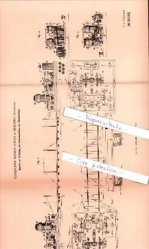 Original Patent  - C. Retzius - Ekwall in Linköping , Schweden , 1885 , Eisenbahnbetrieb !!!