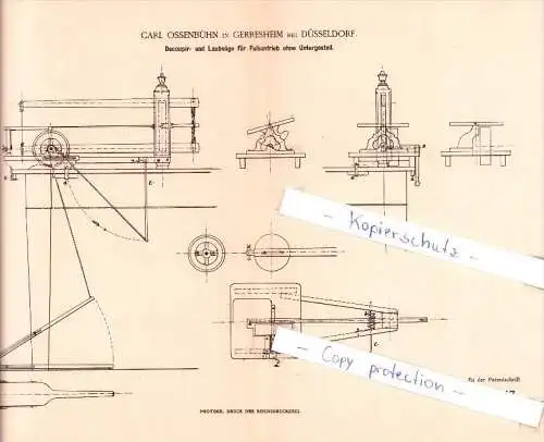 Original Patent  - C. Ossenbühn in Gerresheim bei Düsseldorf , 1884 , Decoupir- und Laubsäge  !!!