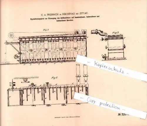 Original Patent  - C. A. Preibisch in Reichenau bei Zittau , 1884 , Oxydationsapparat !!!