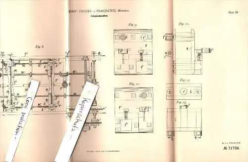 Original Patent - Ernst Fischer in Prachatitz / Prachatice , 1892 , Einspannmaschine , Gewebe , Textilien !!!