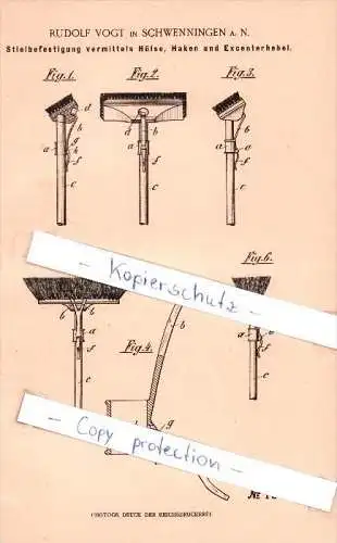 Original Patent  - Rudolf Vogt in Schwenningen a. N. , 1901 , Stielbefestigung vermittels Hülse !!!