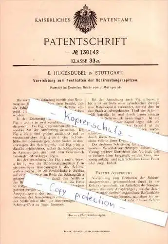 Original Patent  - E. Hugendubel in Stuttgart , 1901 , Festhalten der Schirmstangenspitzen !!!