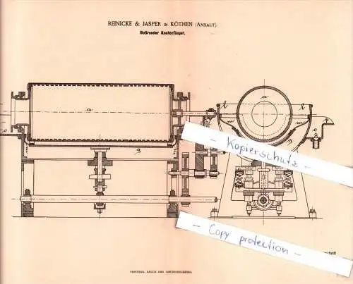 Original Patent  - Reinicke & Jasper in Köthen , Anhalt , 186 , Rotirender Knotenfänger !!!