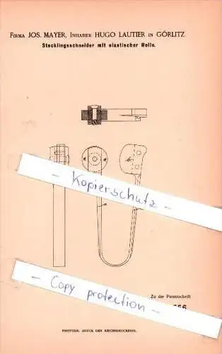 Original Patent  - J. Mayer, H. Lautier in Görlitz , 1886 , Stecklingsschneider , Landwirtschaft !!!